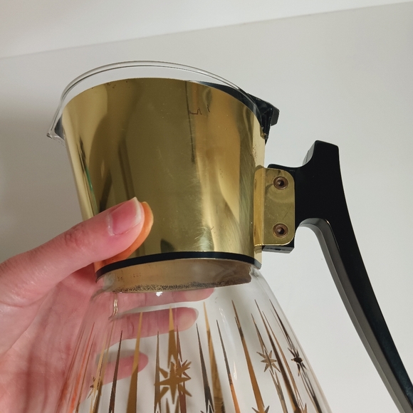 Vintage Mid Century Glass Coffee Carafe Pot With Lid - Picture 4 of 9